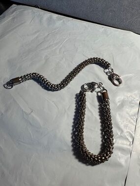 2 Braided bracelet  Silver Tone